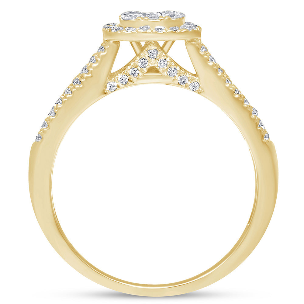 Muse Jewelry .95ct 10k Yellow Gold Square Diamond Engagement Ring Size 6.5