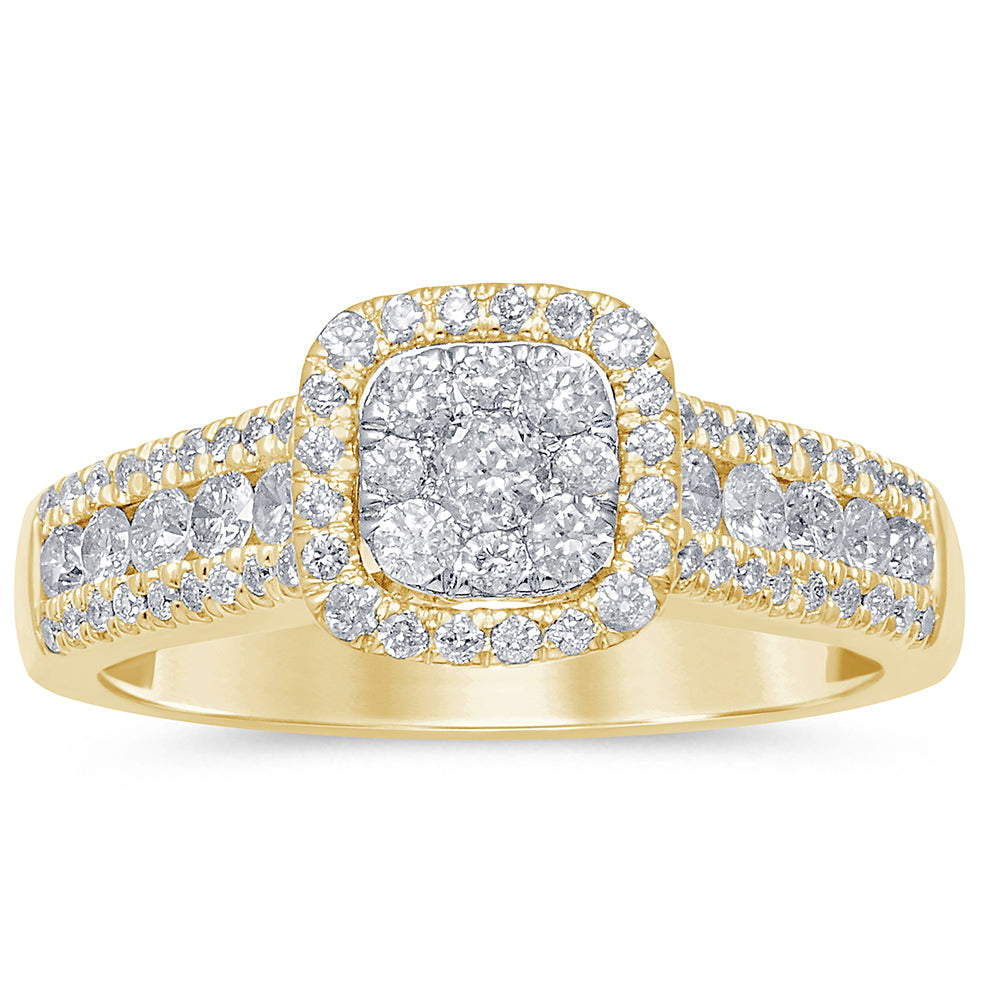 Muse Jewelry .95ct 10k Yellow Gold Square Diamond Engagement Ring Size 6.5
