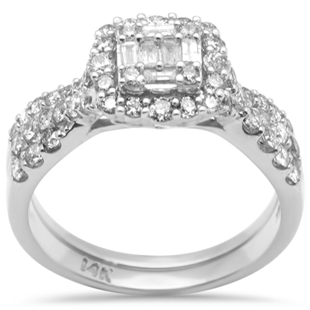 Muse Jewelry .96ct G SI 14K White Gold Round & Baguette Diamond Engagement Ring