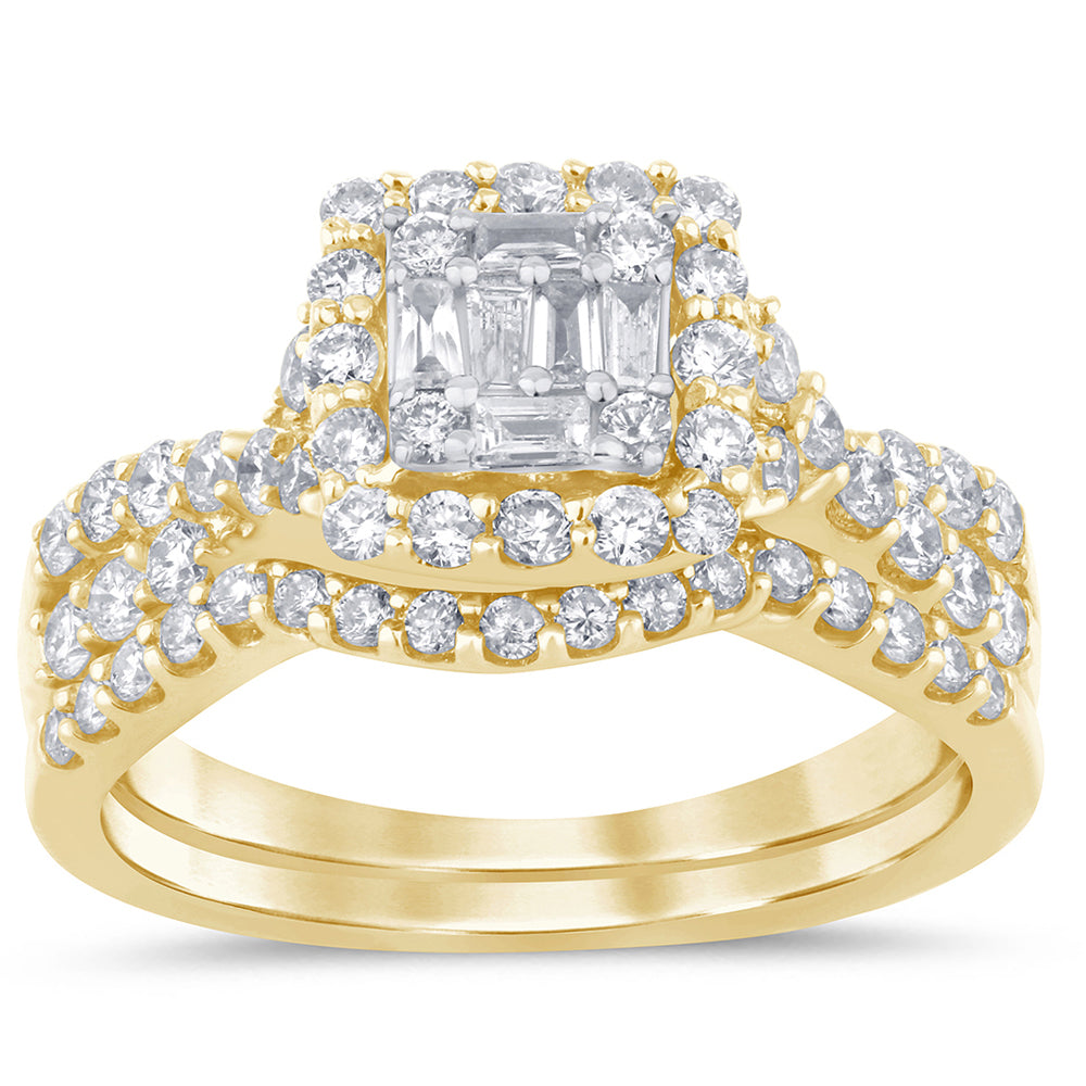 Muse Jewelry .99ct G SI 14K Yellow Gold Round & Baguette Diamond Engagement Ring