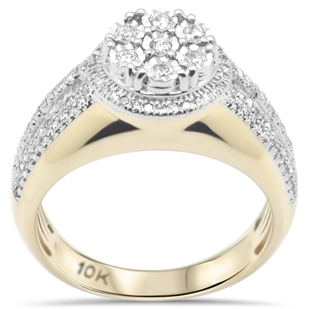 Muse Jewelry .83ct G SI 10K Yellow Gold Round & Baguette Diamond Men's Ring Band