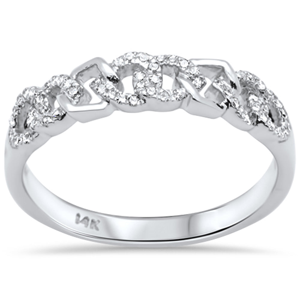 Muse Jewelry .15ct G SI 14K White Gold Diamond Cuban Link Ring Band Size 7
