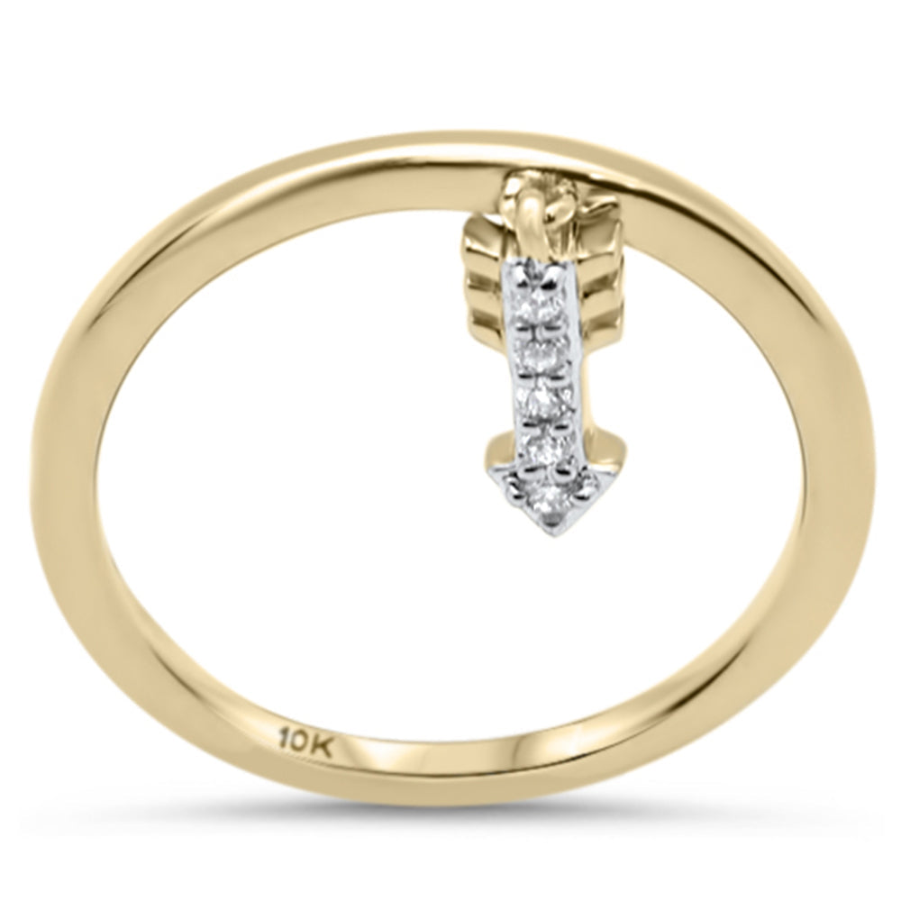 Muse Jewelry .05ct G SI 10K Yellow Gold Diamond Arrow Shaped Dangle Ring Band Size 6.5