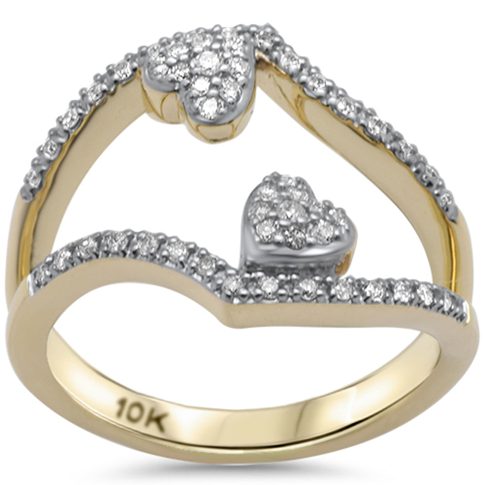 Muse Jewelry .27ct G SI 10K Yellow Gold Diamond Two Hearts Style Ring Band Size 6.5