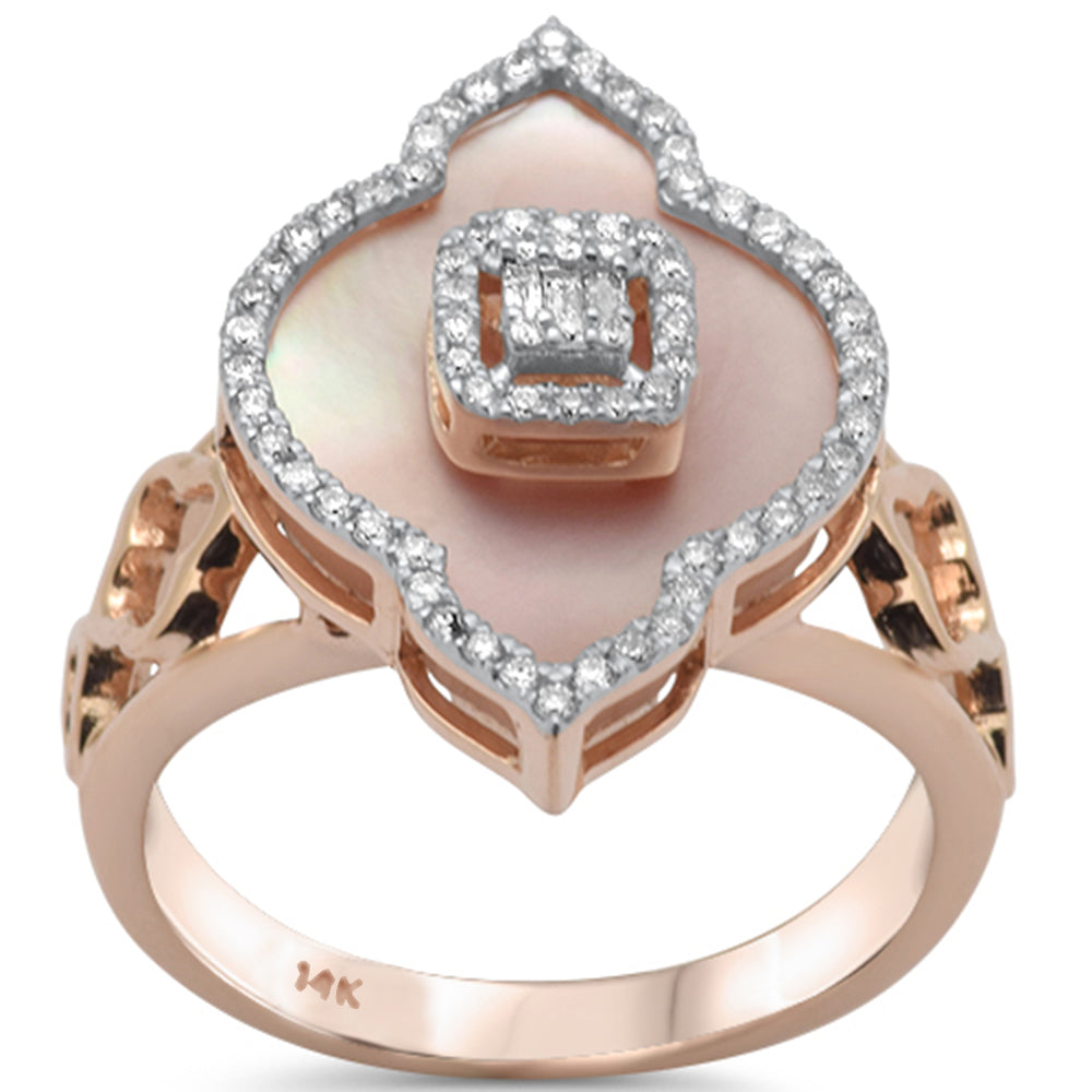 Muse Jewelry 3.82ct G SI 14K Rose Gold Diamond Pink Mother of Pearl Ring