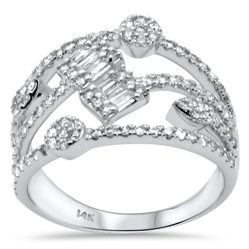 Muse Jewelry .67ct G SI 14K White Gold Diamond Round & Baguette Ring Band Size 6.5