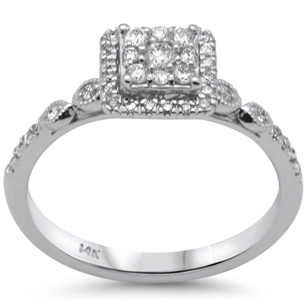 Muse Jewelry .32ct G SI 14K White Gold Diamond Square Shaped Engagement Ring Size 7