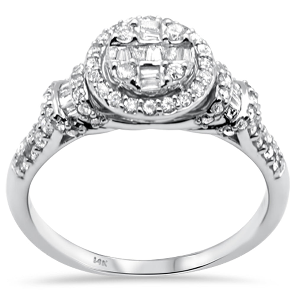 Muse Jewelry .66ct G SI 14K White Gold Round Shape with Round & Baguette Diamond Engagement Ring Size 6.5
