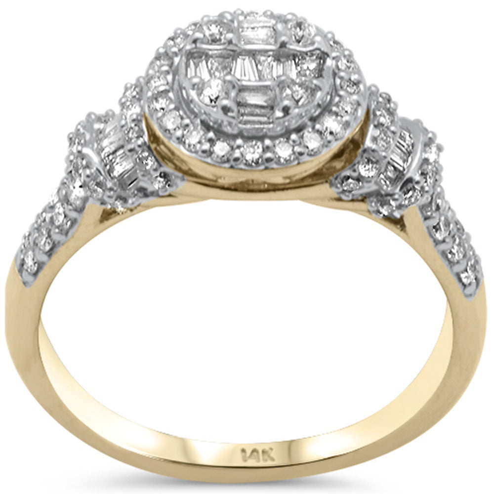 Muse Jewelry .68ct G SI 14K Yellow Gold Round & Baguette Diamond Ring Size 6.5