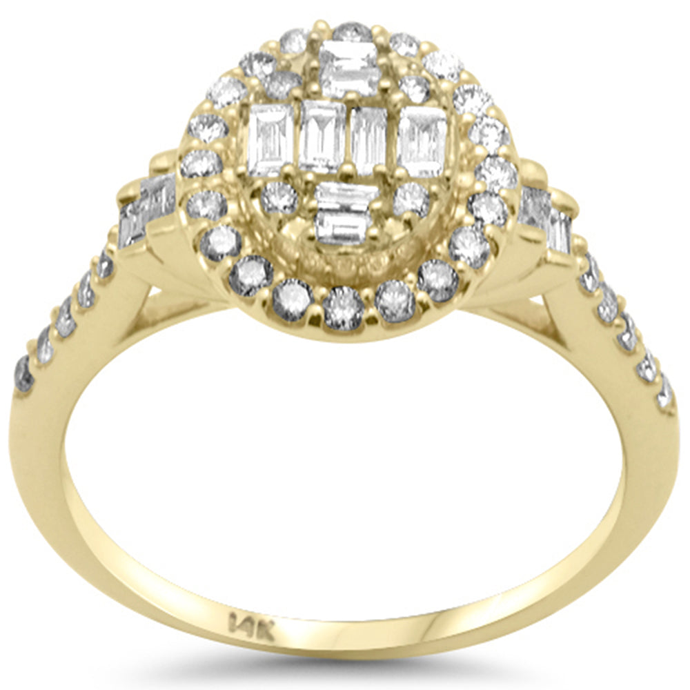 Muse Jewelry .66ct G SI 14K Yellow Gold Round & Baguette Diamond Oval Shaped Engagement Ring Size 6.5