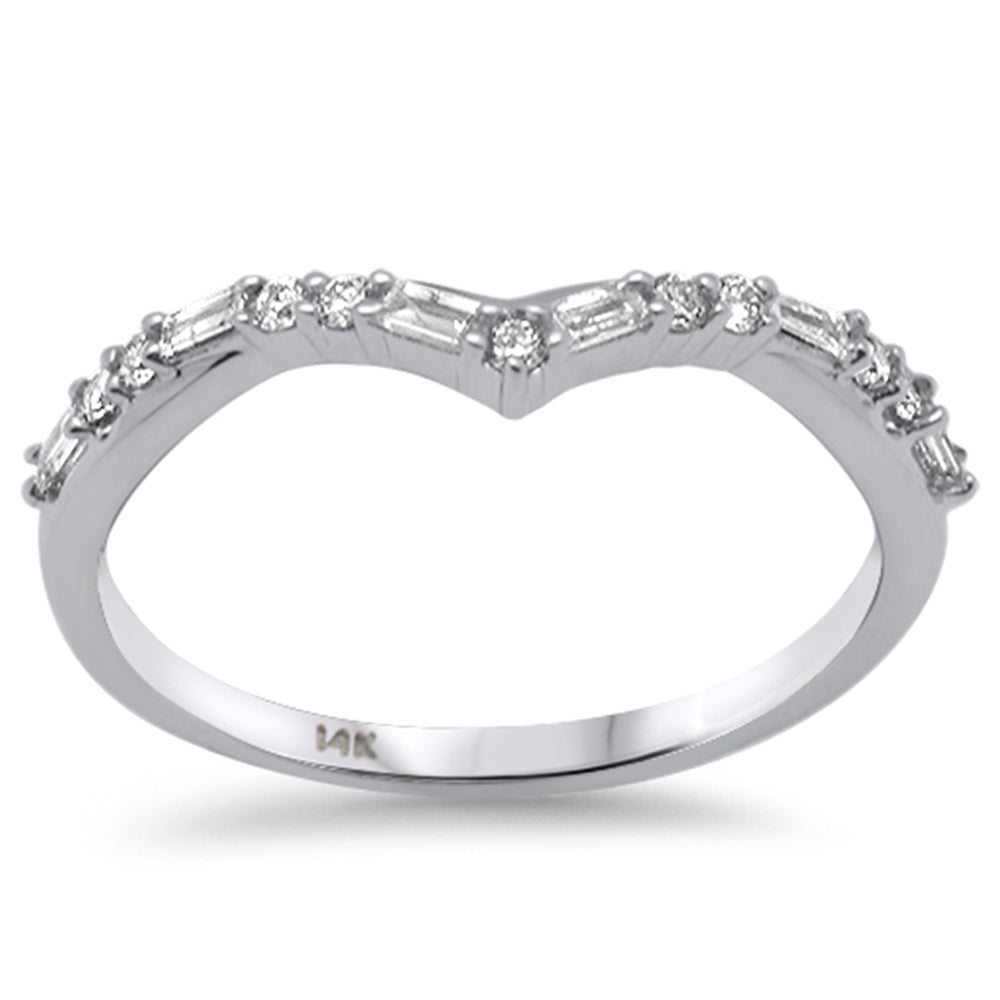 Muse Jewelry .20ct G SI 14K White Gold Round & Baguette Diamond Stackable Band Ring Size 6.5