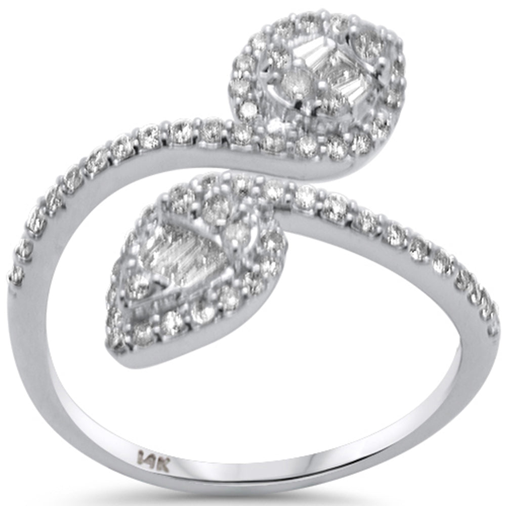 Muse Jewelry .61ct G SI 14K White Gold Pear Shaped Round & Baguette Diamond Ring Size 6.5