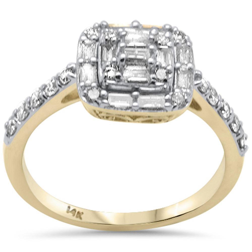 Muse Jewelry .65ct G SI 14K Yellow Gold Round & Baguette Diamond Engagement Ring Size 6.5