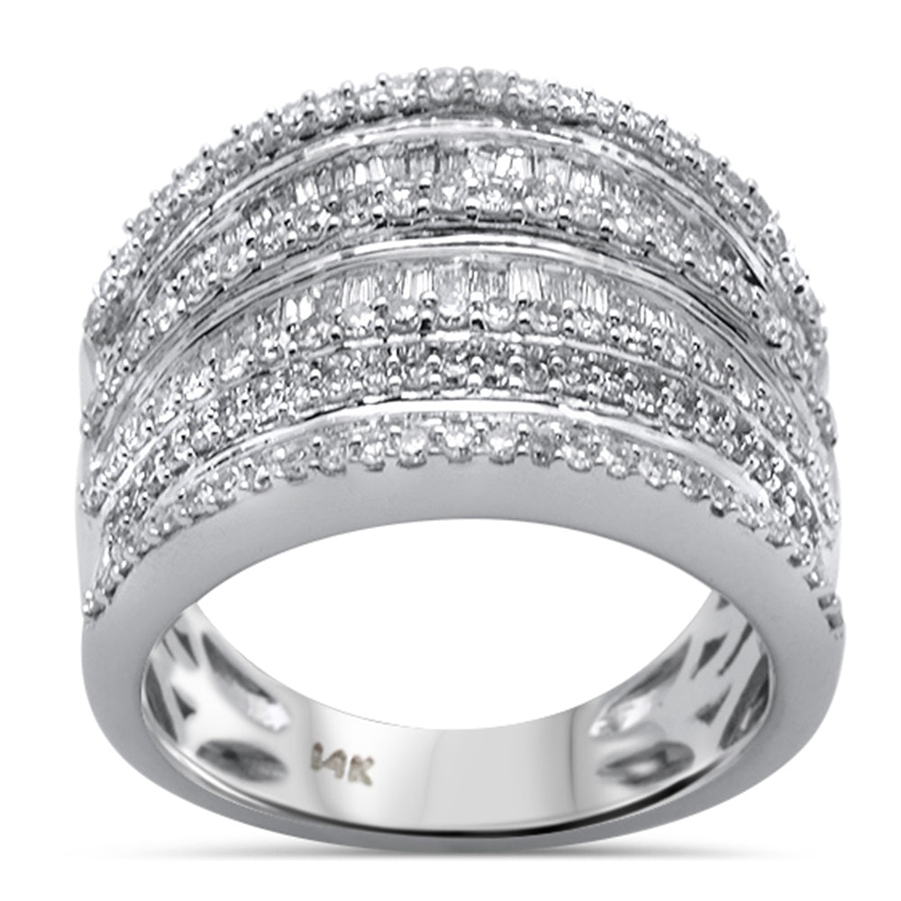 Muse Jewelry 1.24ct G SI 14K White Gold Diamond Round & Baguette Band Ring Size 6.5