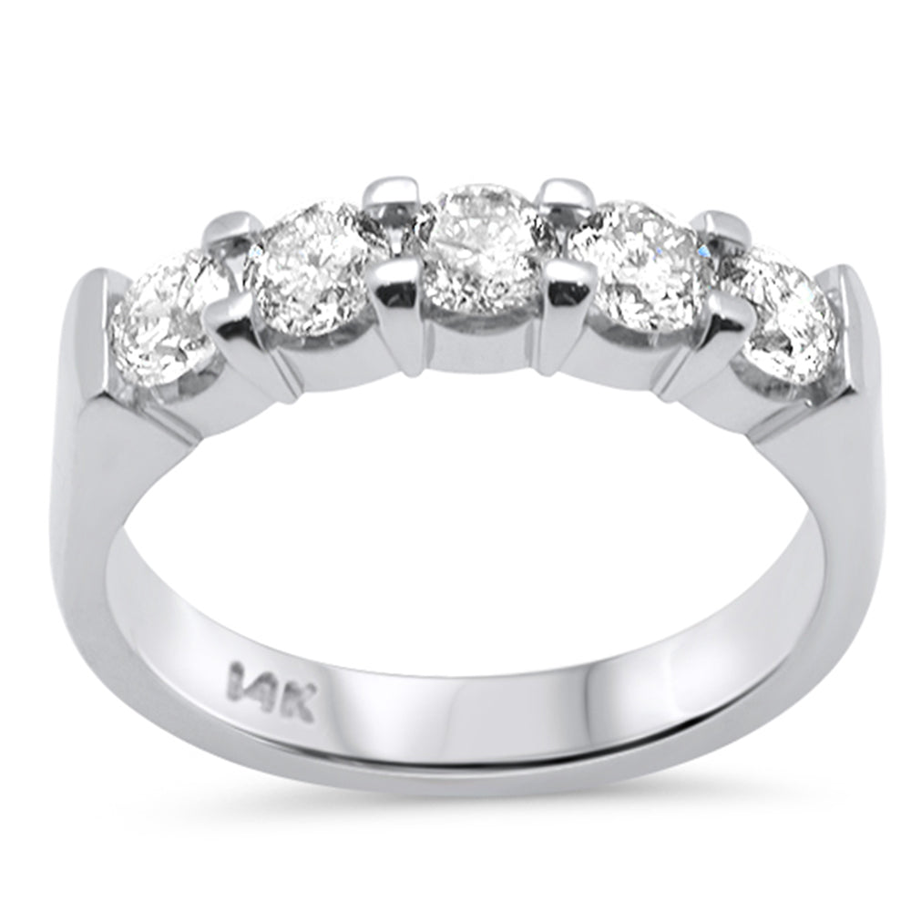 Muse Jewelry 1.04ct G SI 14K White Gold Diamond 5 Stones Band Ring Size 6.5