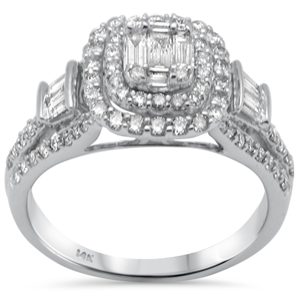Muse Jewelry .98ct G SI 14K White Gold Round & Baguette Diamond Engagement Ring Size 6.5