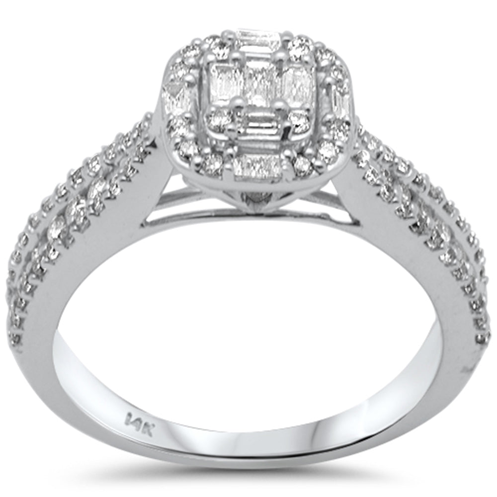 Muse Jewelry .66ct G SI 14K White Gold Round & Baguette Diamond Engagement Ring Size 6.5