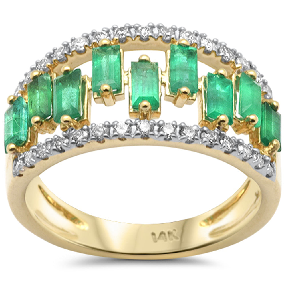 Muse Jewelry 1.29ct G SI 14K Yellow Gold Diamond & Emerald Gemstone Band Ring Size 6.5