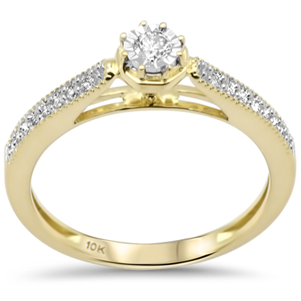 Muse Jewelry .16ct G SI 10K Yellow Gold Diamond Miracle Illusion Setting Engagement Ring Size 6.5