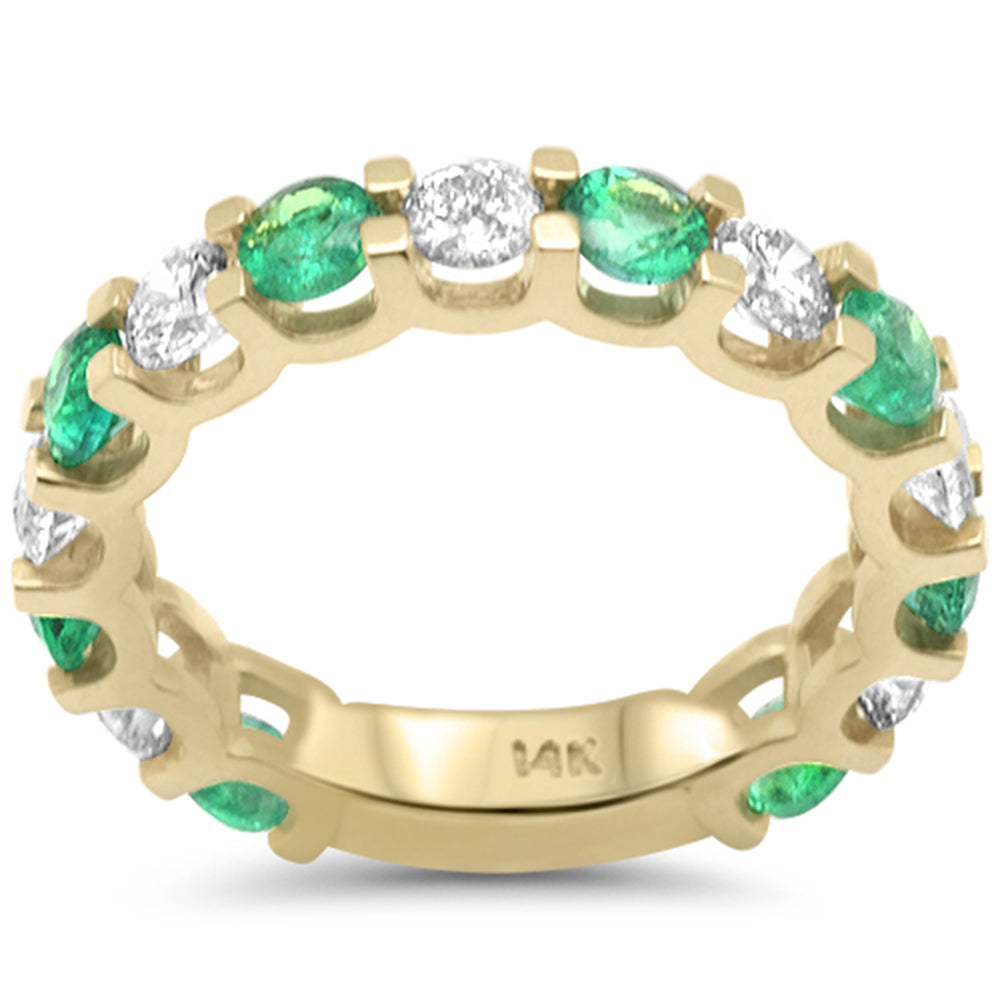 Muse Jewelry 2.60ct G SI 14K Yellow Gold Diamond & Emerald Eternity Band Ring Size 7