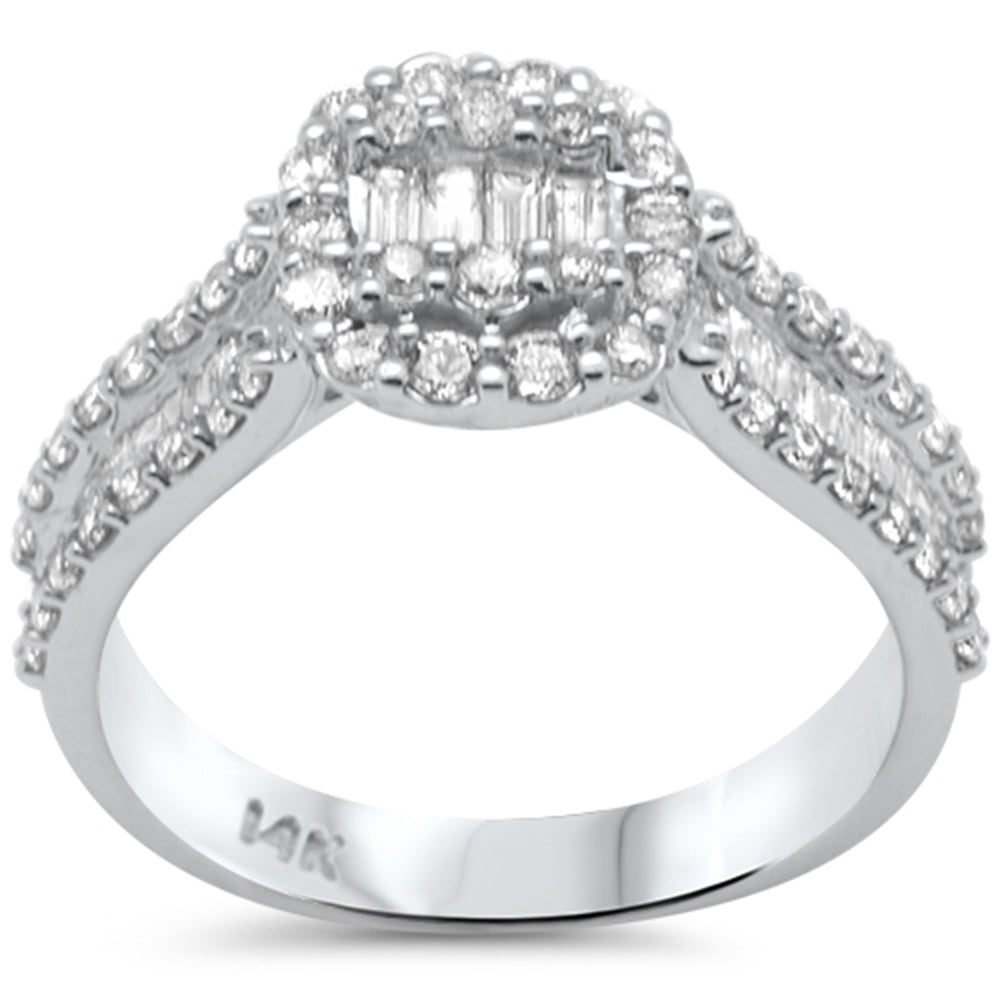 Muse Jewelry 1.13ct G SI 14K White Gold Round & Baguette Diamond Engagement Ring Size 6.5