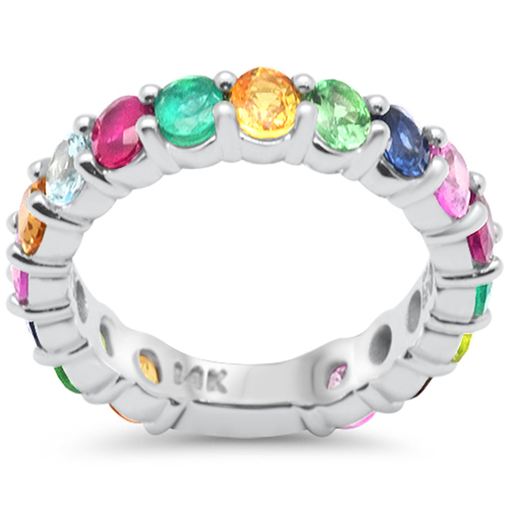 Muse Jewelry 3.25ct G SI 14K White Gold Diamond Multi Color Ring Size 6.5