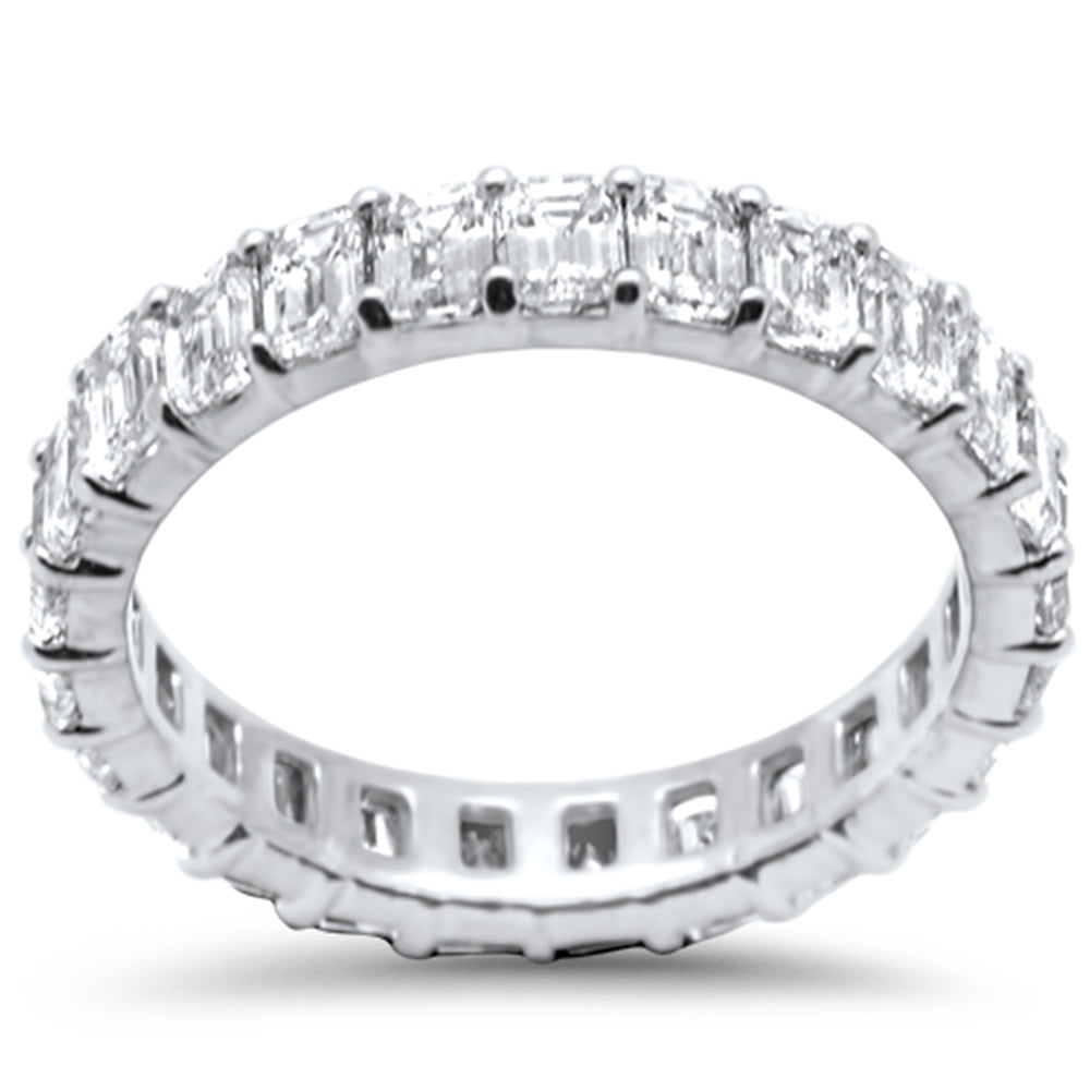 Muse Jewelry 3.46ct G SI 14K White Gold Diamond Emerald Cut Eternity Ring Size 6.5