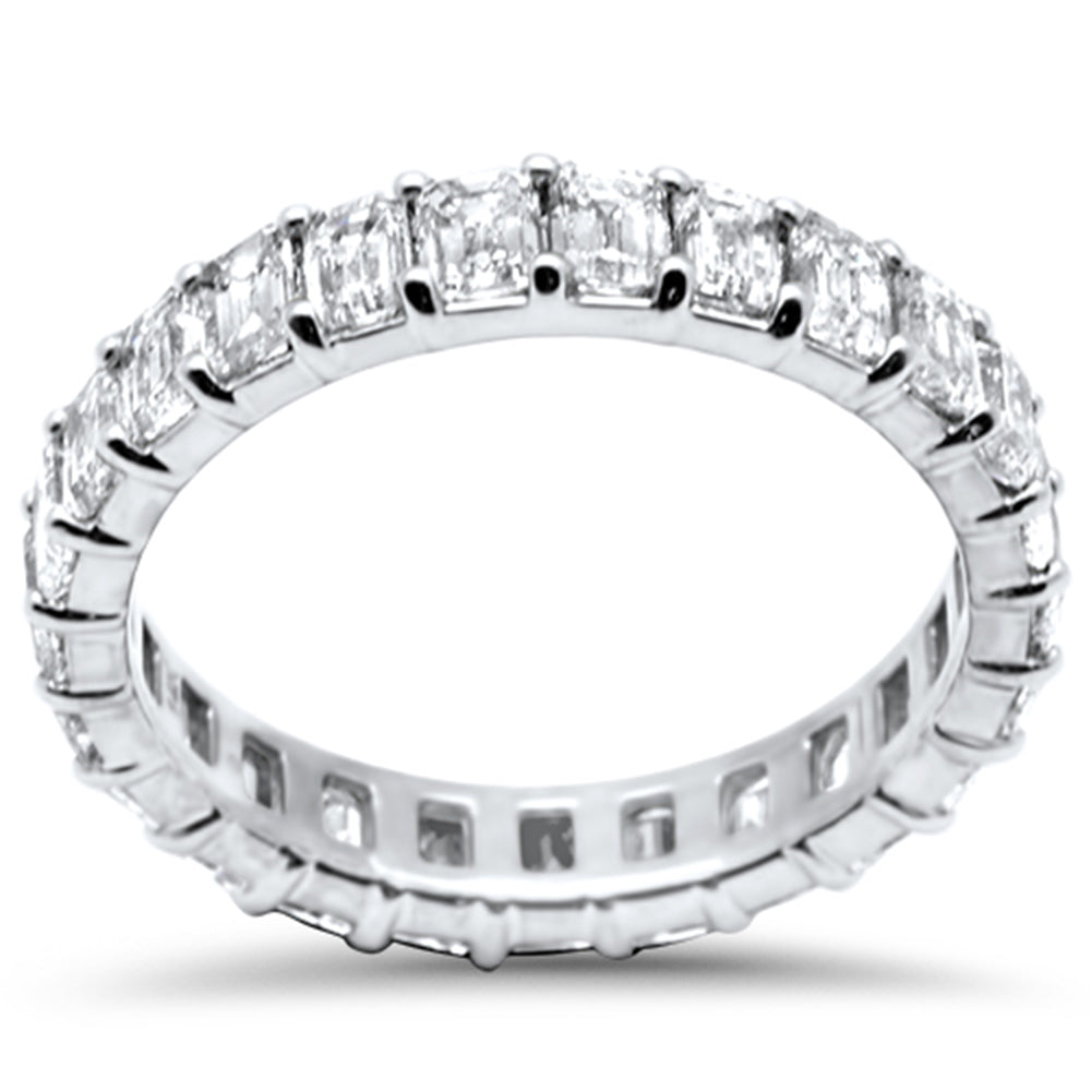 Muse Jewelry 3.37ct G SI 14K White Gold Diamond Emerald Cut Eternity Ring Size 6.5