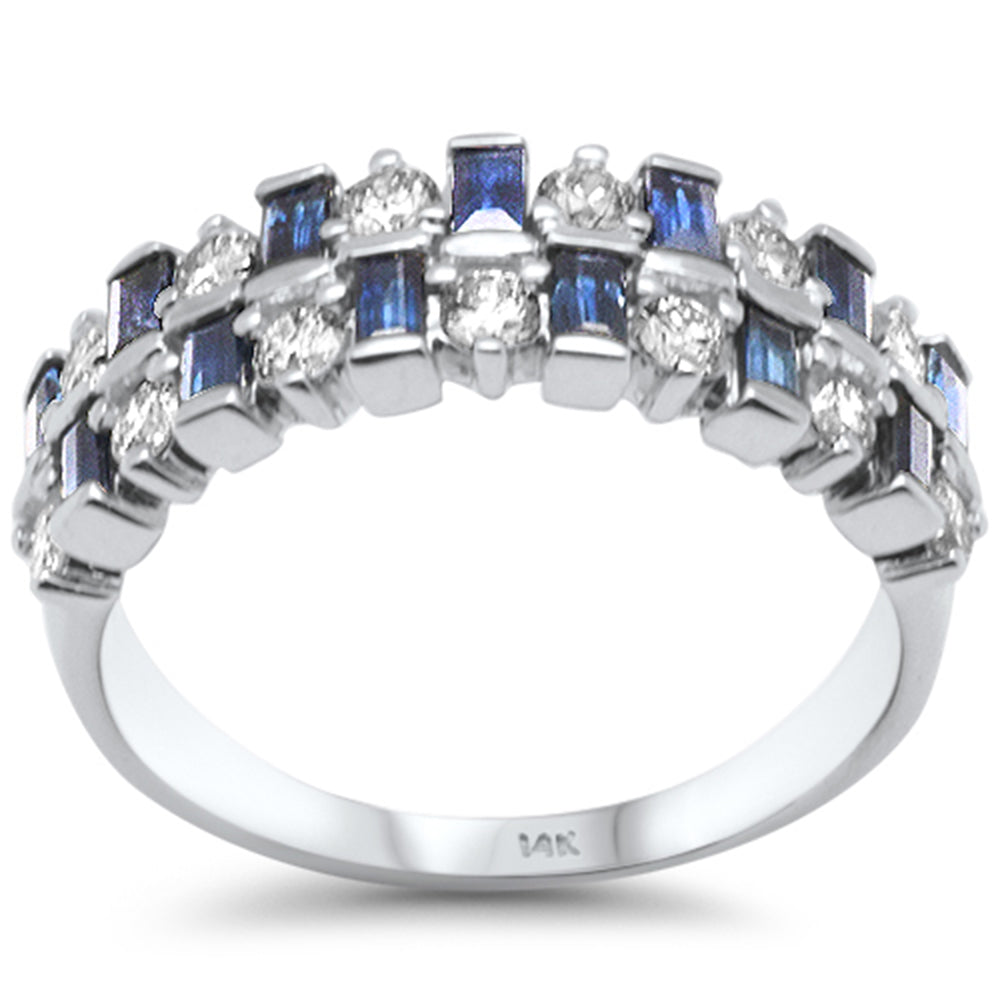Muse Jewelry 1.43ct G SI 14K White Gold Diamond & Blue Sapphire Band Ring Size 6.5