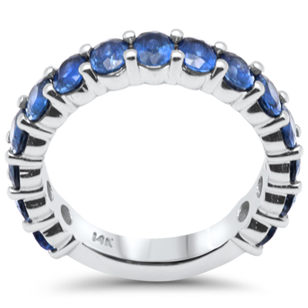 Muse Jewelry 3.10ct G SI 14K White Gold Blue Sapphire Gemstone Band Ring Size 6.5