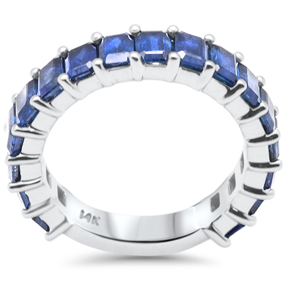 Muse Jewelry 3.88ct G SI 14K White Gold Blue Sapphire Gemstone Band Ring Size 6.5
