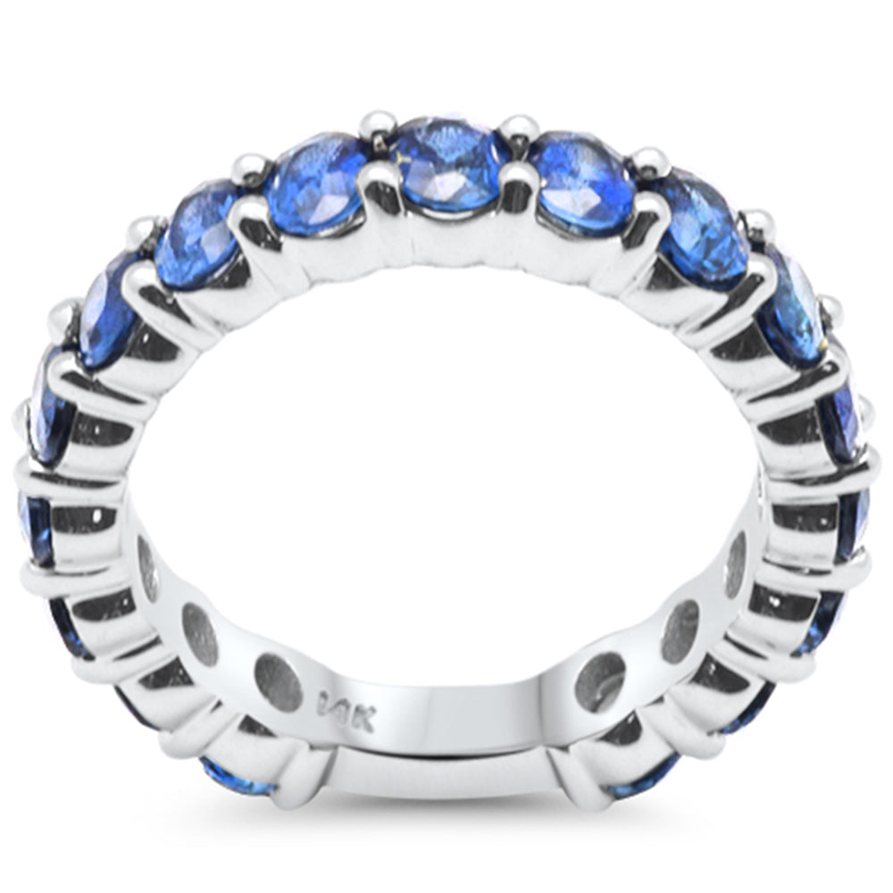 Muse Jewelry 3.76ct G SI 14K White Gold Blue Sapphire Gemstone Band Ring Size 6.5
