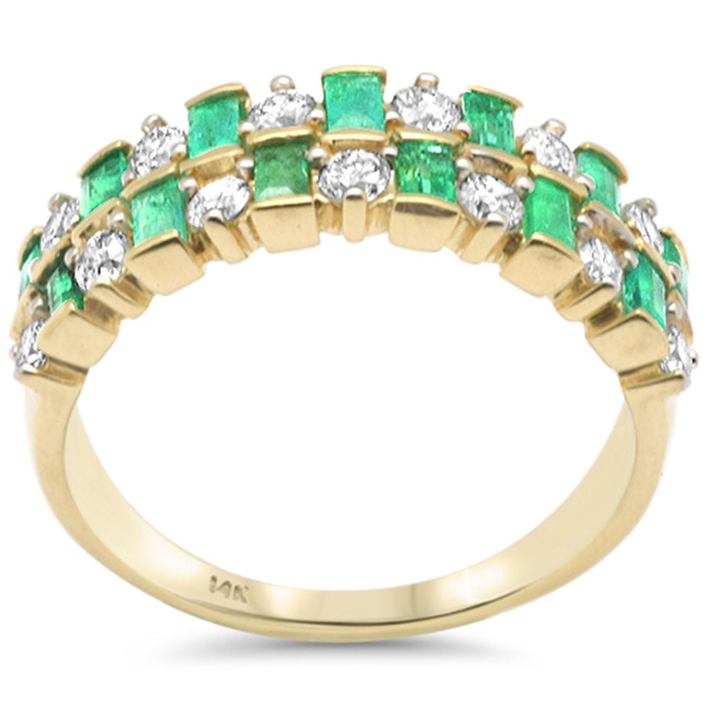 Muse Jewelry 1.27ct G SI 14K Yellow Gold Diamond & Emerald Gemstone Band Ring Size 6.5
