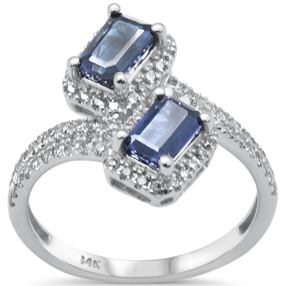 Muse Jewelry 1.60ct G SI 14K White Gold Diamond & Blue Sapphire Gemstones Wrap Around Ring Size 6.5