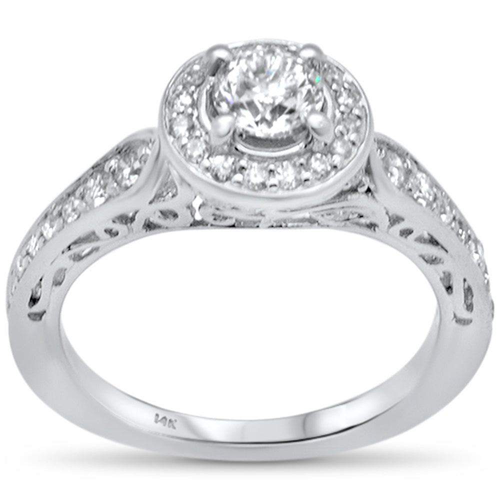 Muse Jewelry .94ct G SI 14K White Gold Diamond Halo Style Engagement Ring Size 6.5