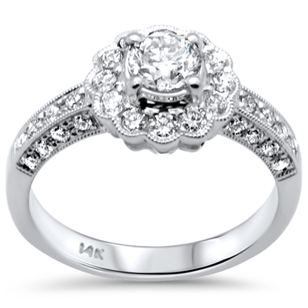 Muse Jewelry 1.10ct G SI 18K White Gold Diamond Halo Flower Style Engagement Ring Size 6.5