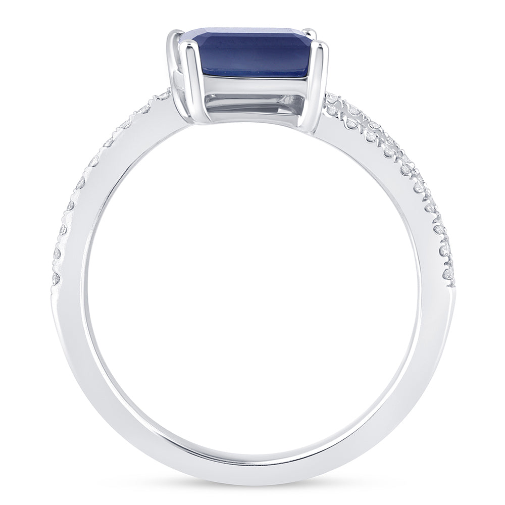 Muse Jewelry 1.71ct G SI 14K White Gold Diamond & Blue Sapphire Gemstones Wrap Around Band Ring Size 6.5