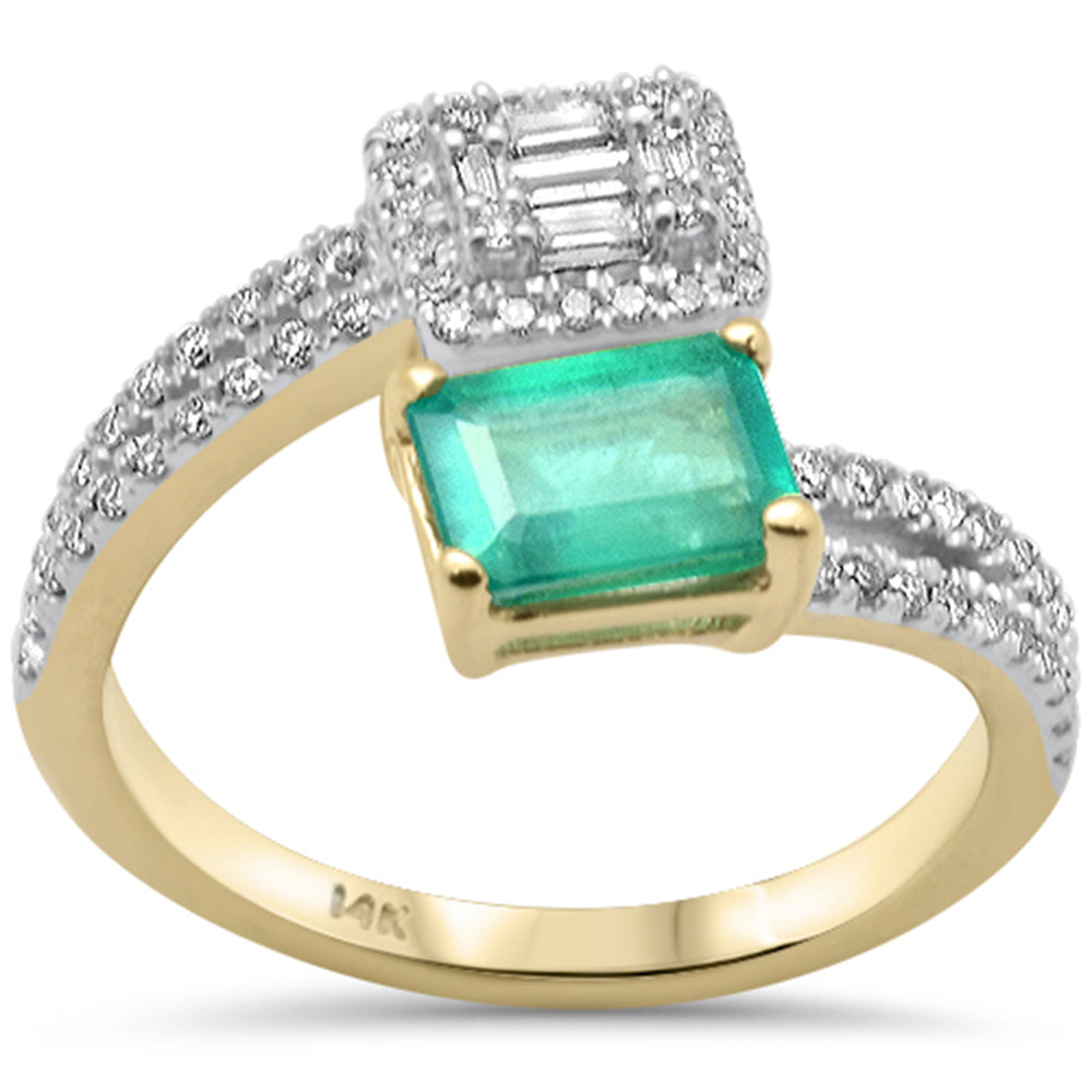 Muse Jewelry 1.31ct G SI 14K Yellow Gold Diamond & Emerald Gemstones Wrap Around Band Ring Size 6.5