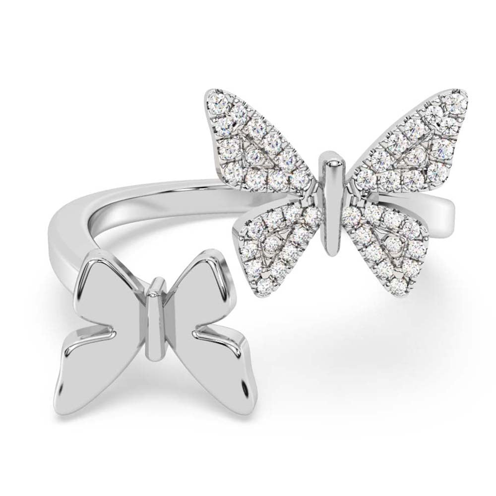 Muse Jewelry .13ct G SI 14K White Gold Diamond Butterfly Ring Band Size 6.5