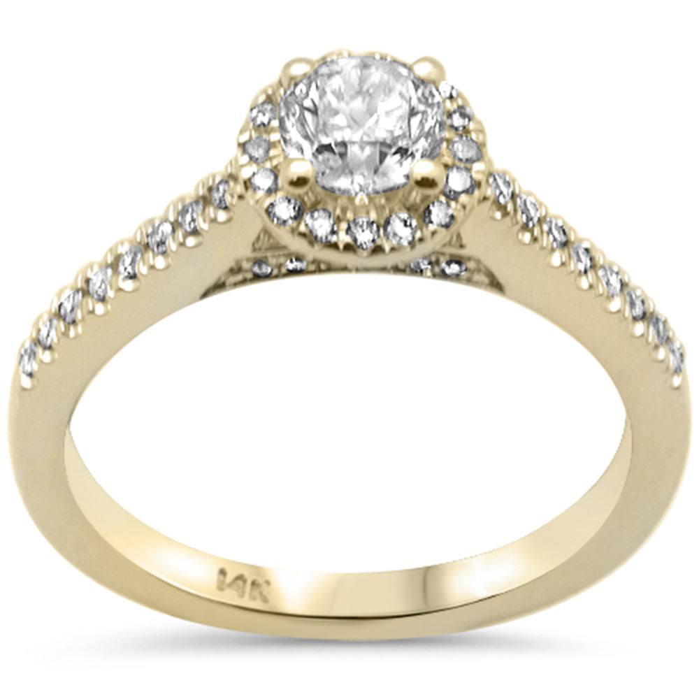 Muse Jewelry .71ct G SI 14K Yellow Gold Round Diamond Halo Solitaire Engagement Ring Size 6.5