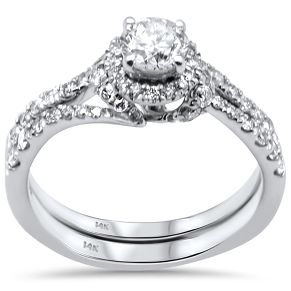 Muse Jewelry 1.13ct G SI 14K White Gold Diamond 2pcs Solitaire Engagement Ring Bridal Set Size 6.5