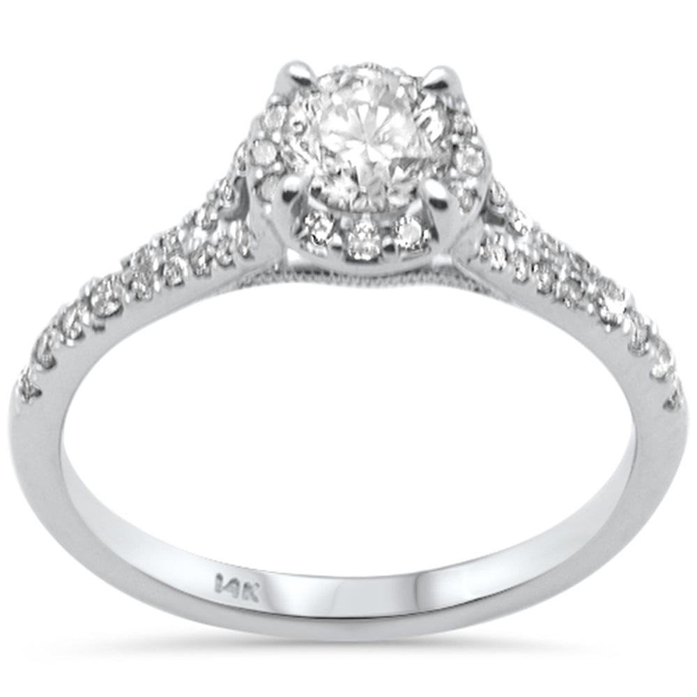 Muse Jewelry .77ct G SI 14K White Gold Diamond Halo Solitaire Engagement Ring Size 6.5