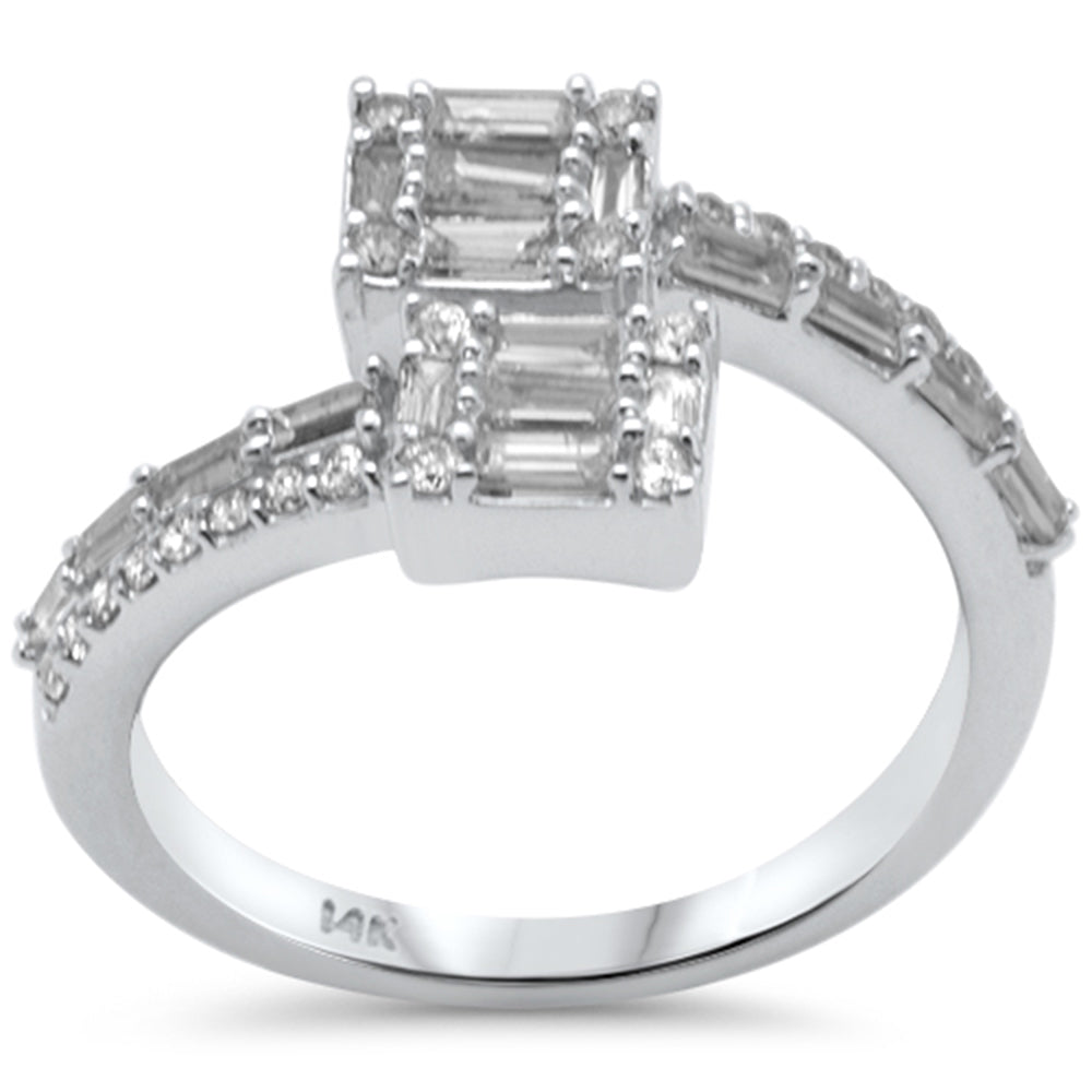 Muse Jewelry .70ct G SI 14K White Gold Round & Baguette Diamond Wrap Around Band Ring Size 6.5