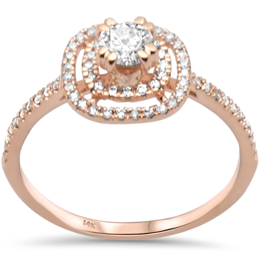 Muse Jewelry .51ct G SI 14K Rose Gold Diamond Double Halo Engagement Ring Size 6.5