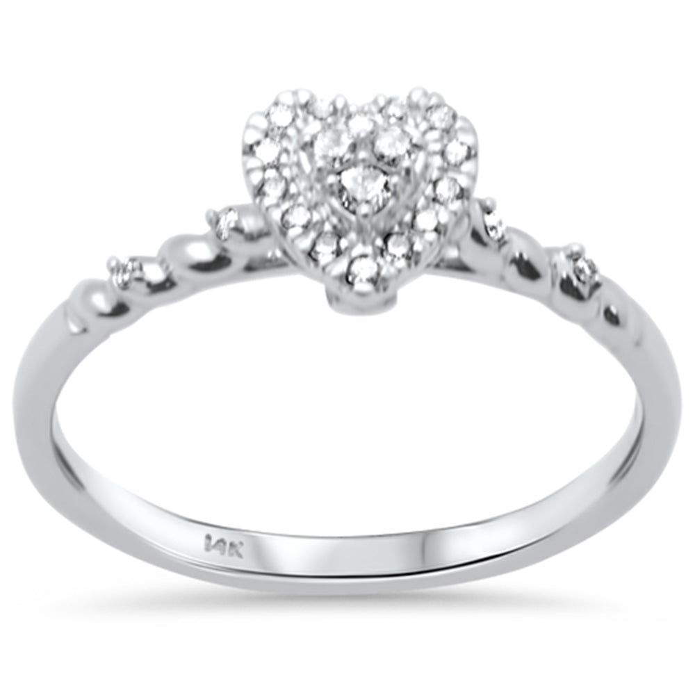 Muse Jewelry .13ct G SI 14K White Gold Diamond Heart Shape Ring Band Size 6.5