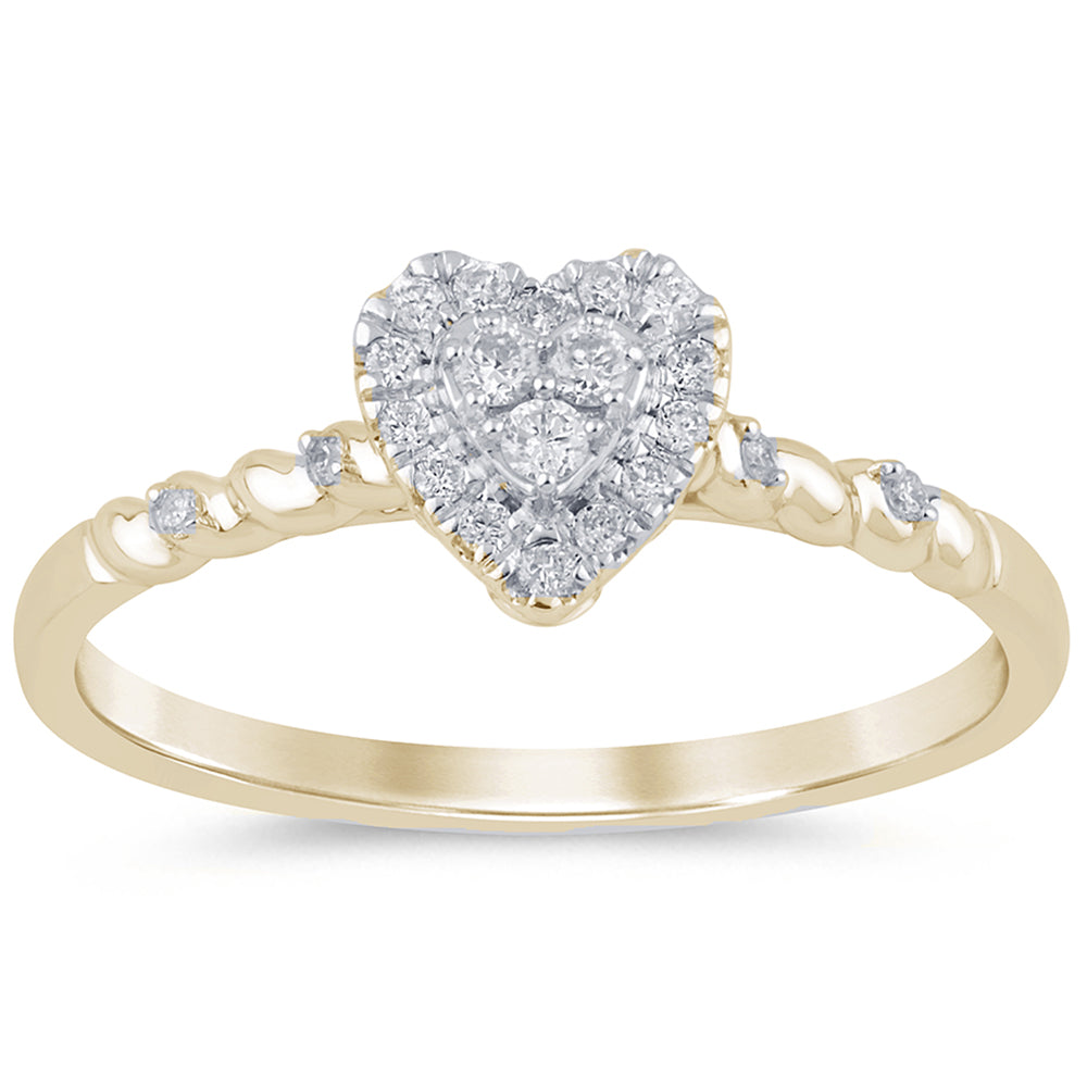 Muse Jewelry .13ct G SI 14K Yellow Gold Diamond Heart Shape Ring Band Size 6.5