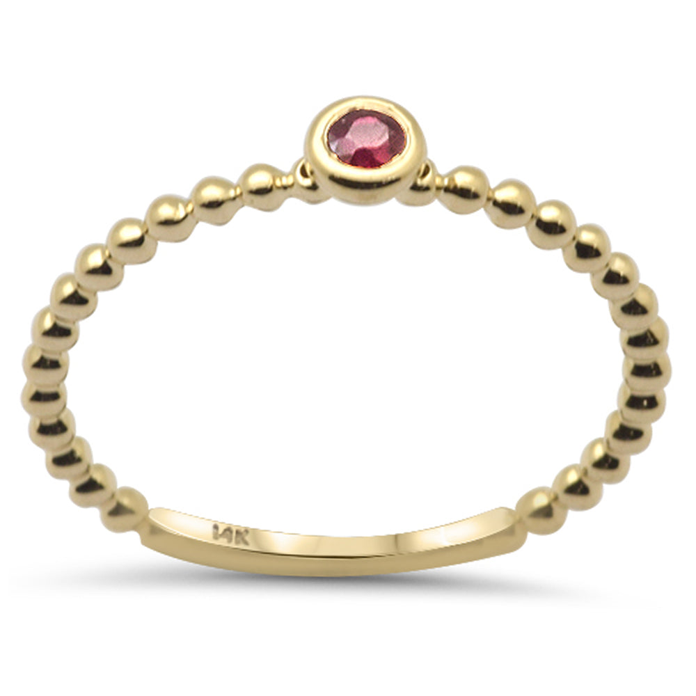 Muse Jewelry .07ct G SI 14K Yellow Gold Ruby Gemstones Beaded Ring Band Size 6.5