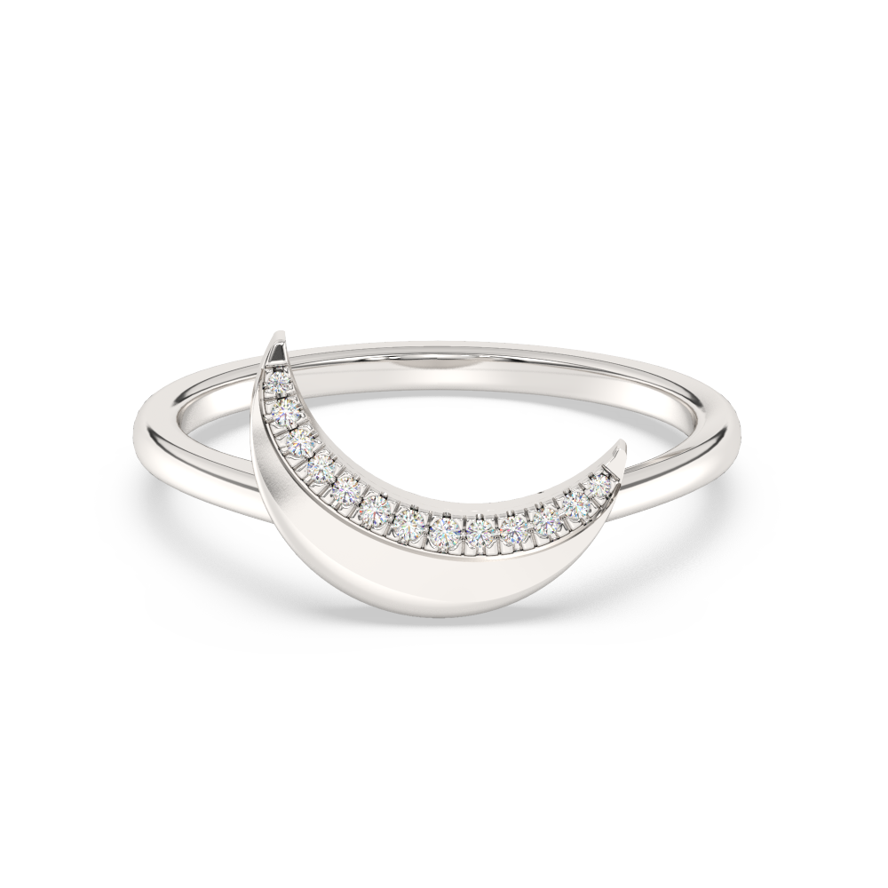 Muse Jewelry .05ct G SI 14K White Gold Diamond Half Moon Band Ring Size 6.5