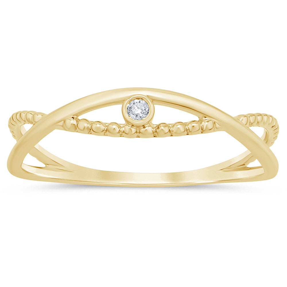 Muse Jewelry .02ct G SI 14K Yellow Gold Diamond Beaded Band Ring Size 6.5