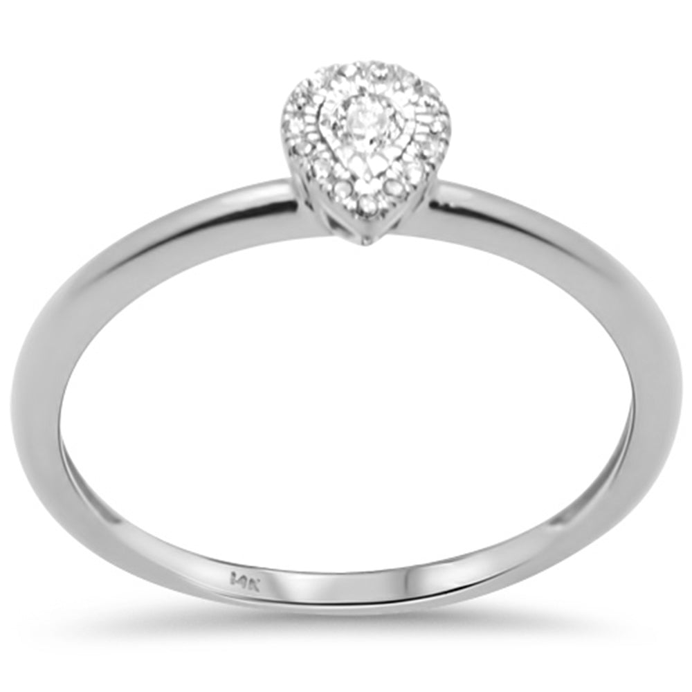 Muse Jewelry .07ct G SI 14K White Gold Diamond Petite Pear Shape Ring Size 6.5